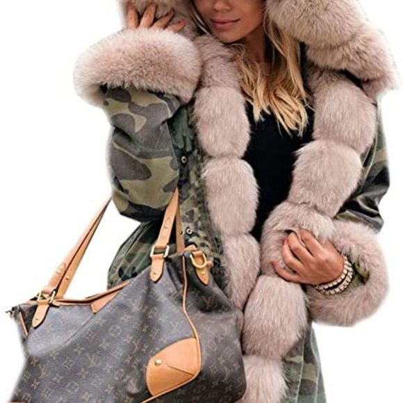 Roiii Women Thicken Warm Winter Coat Hood Down Parka Faux Fur Outdoor Overcoat - Picture 3 of 6